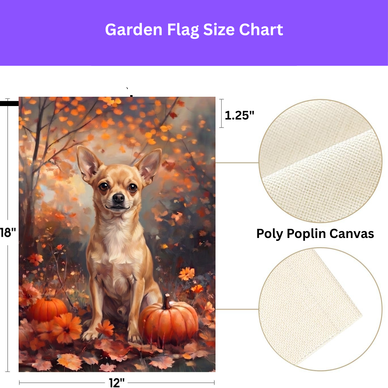 Fall Short Haired Chihuahua With Pumpkins Garden Flag Double Sided 12x18 24x32
