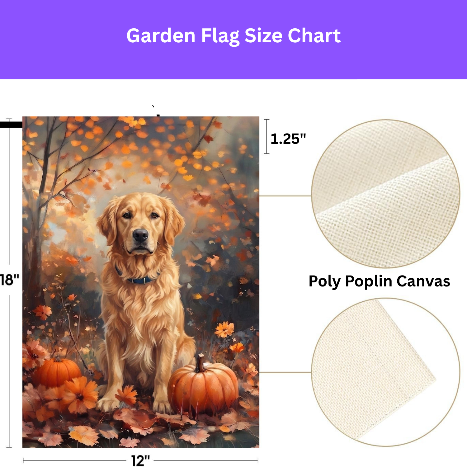 Fall Golden Retriever With Pumpkins Garden Flag Double Sided 12x18 24x32 Outdoor