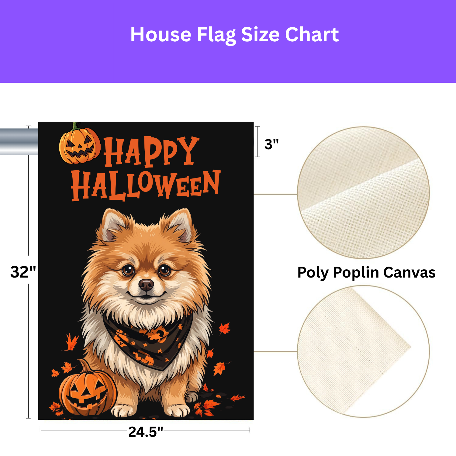 Little Pumpkin and Pomeranian Happy Halloween Garden Flag Double Sided Outdoor