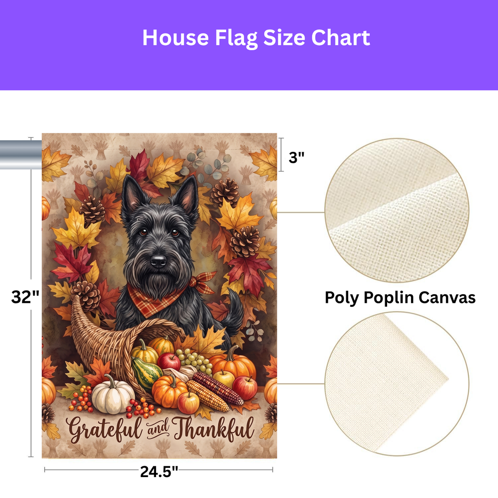 Grateful and Thankful Scottish Terrier Thanksgiving Garden Flag Double Sided