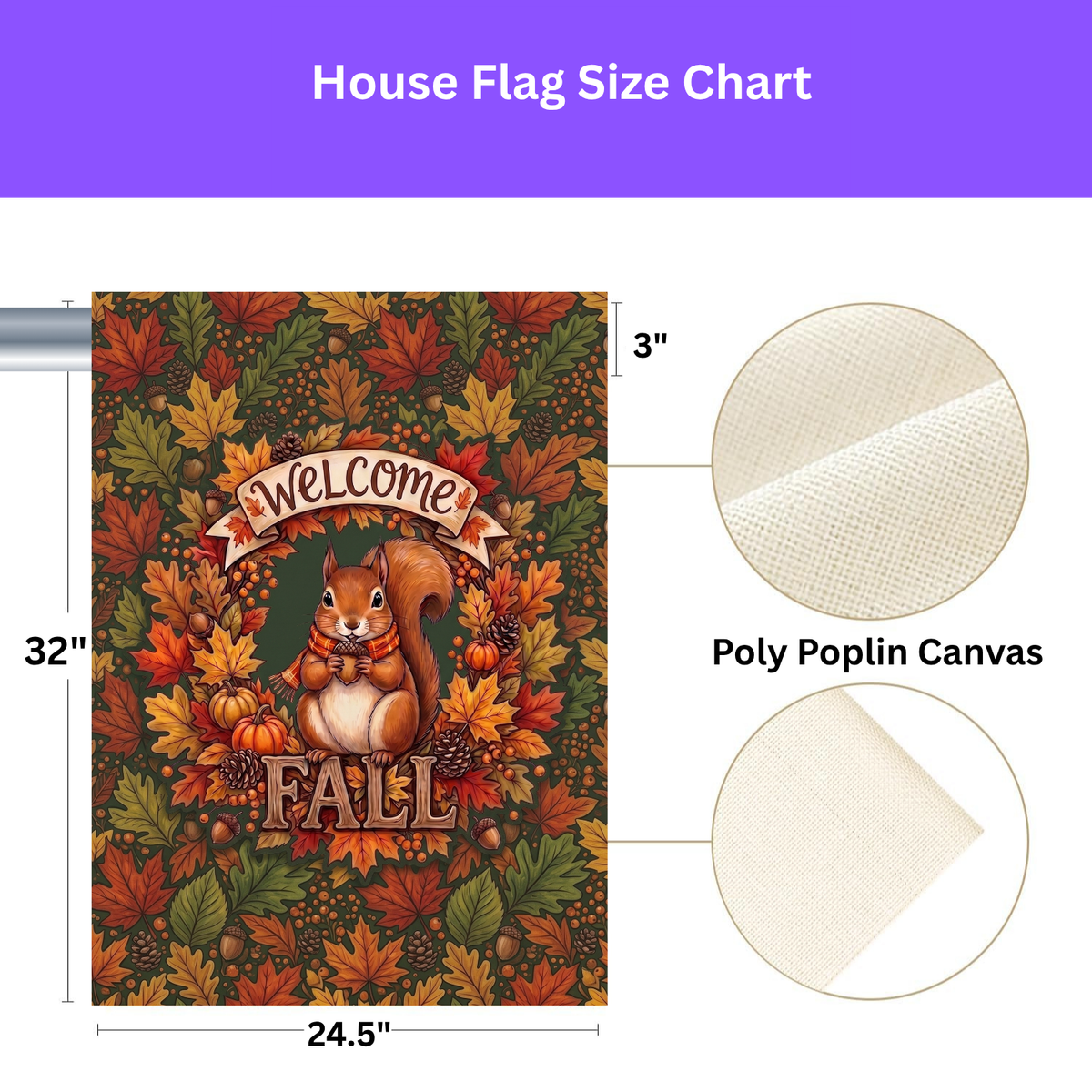 Welcome Fall Squirrel And Pumpkins Garden Flag Double Sided 12x18 24x32 Outdoor