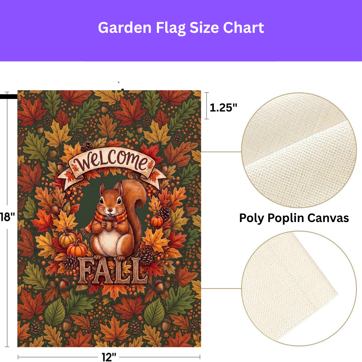 Welcome Fall Squirrel And Pumpkins Garden Flag Double Sided 12x18 24x32 Outdoor