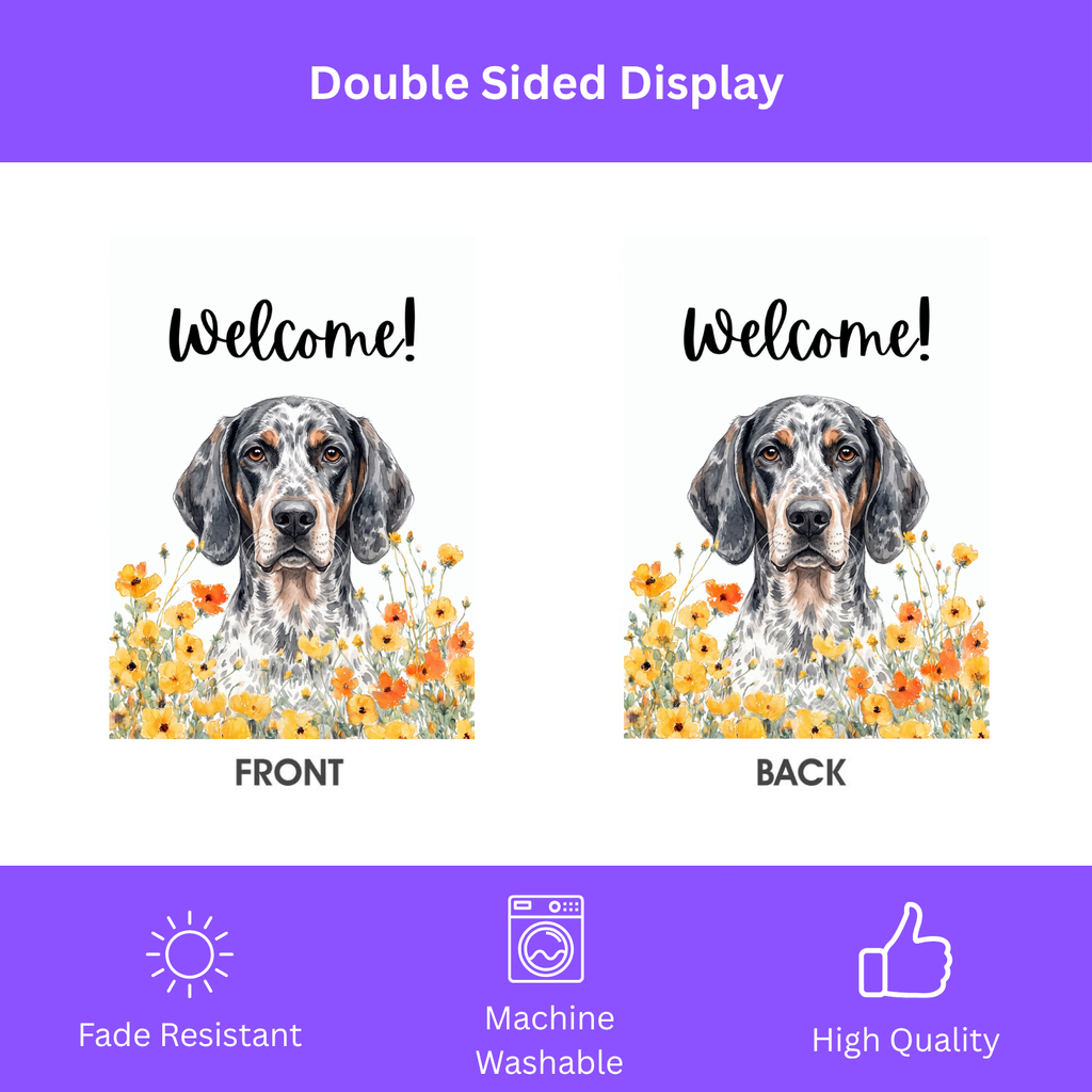 Yellow Poppies American English Coonhound Welcome Garden Flag Double Sided