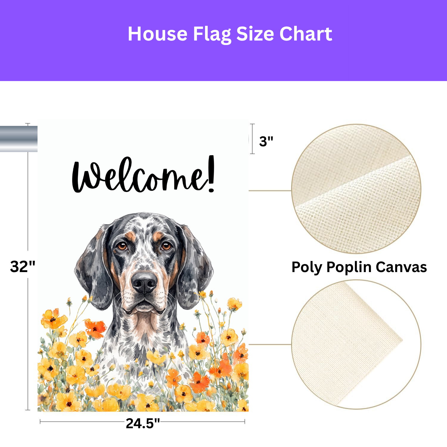 Yellow Poppies American English Coonhound Welcome Garden Flag Double Sided