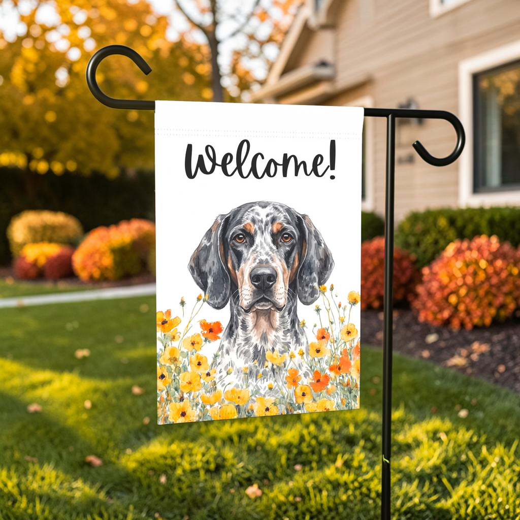 Yellow Poppies American English Coonhound Welcome Garden Flag Double Sided