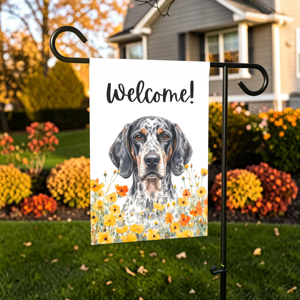 Yellow Poppies American English Coonhound Welcome Garden Flag Double Sided