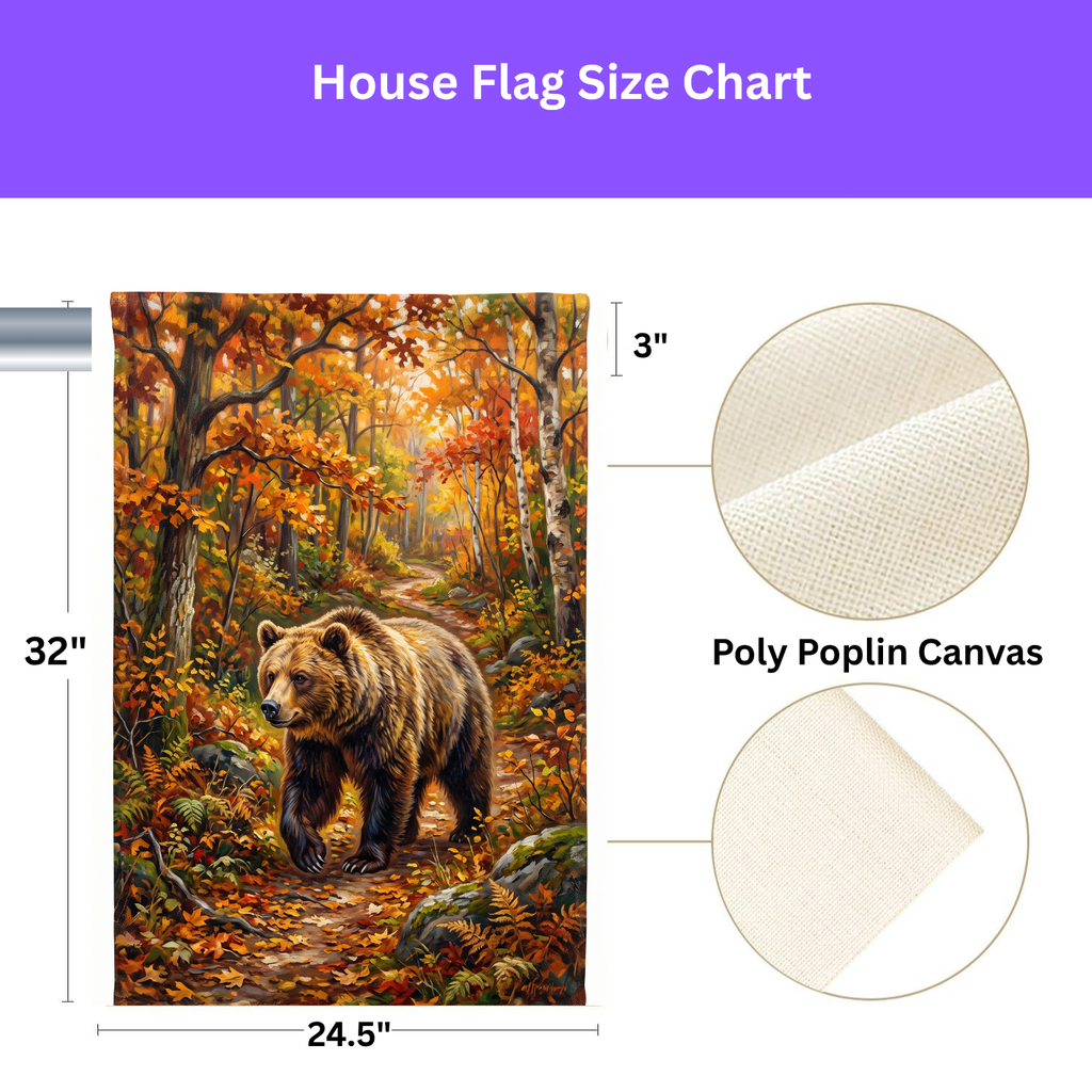 Autumn Forest Bear Garden Flag Double Sided 12x18 24x32 Outdoor