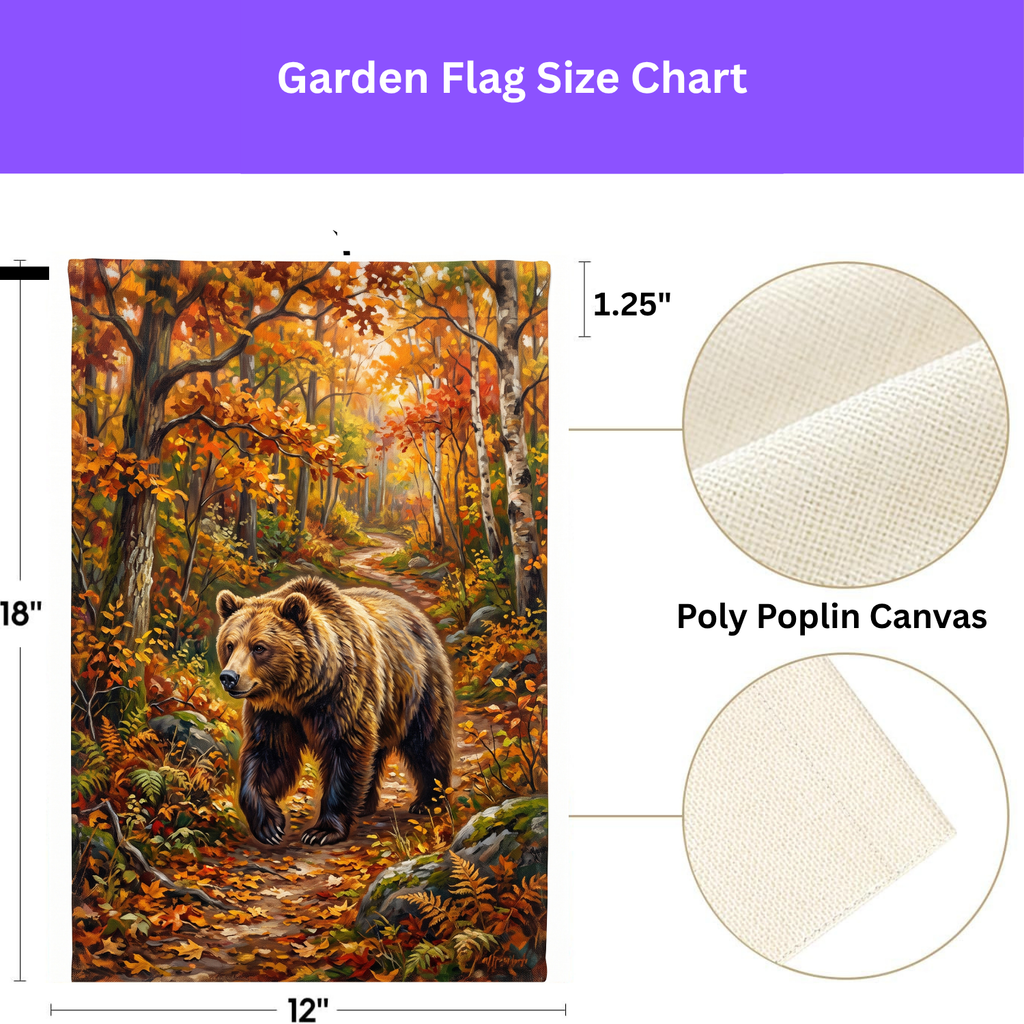 Autumn Forest Bear Garden Flag Double Sided 12x18 24x32 Outdoor