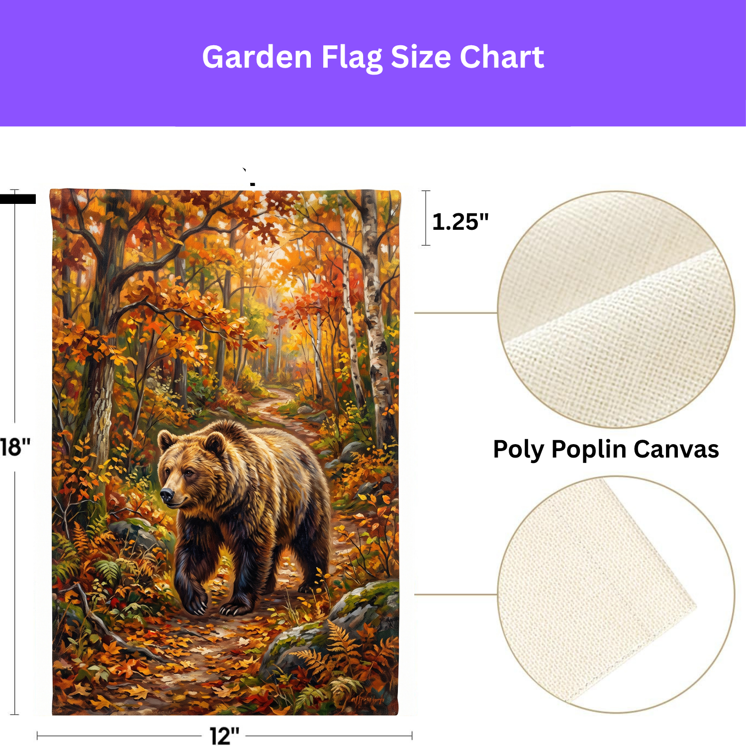 Autumn Forest Bear Garden Flag Double Sided 12x18 24x32 Outdoor