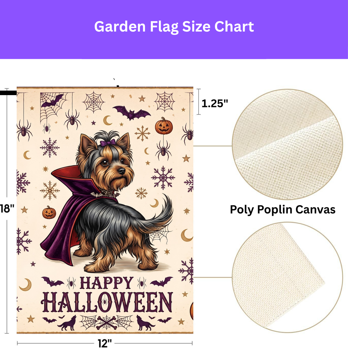 Happy Halloween Vampire Yorkshire Terrier Garden Flag