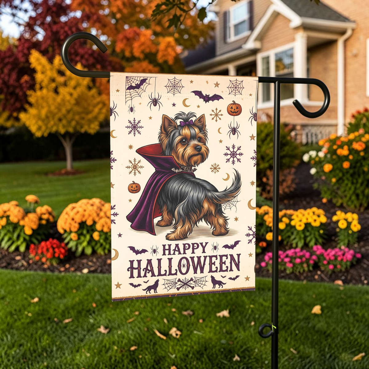 Happy Halloween Vampire Yorkshire Terrier Garden Flag