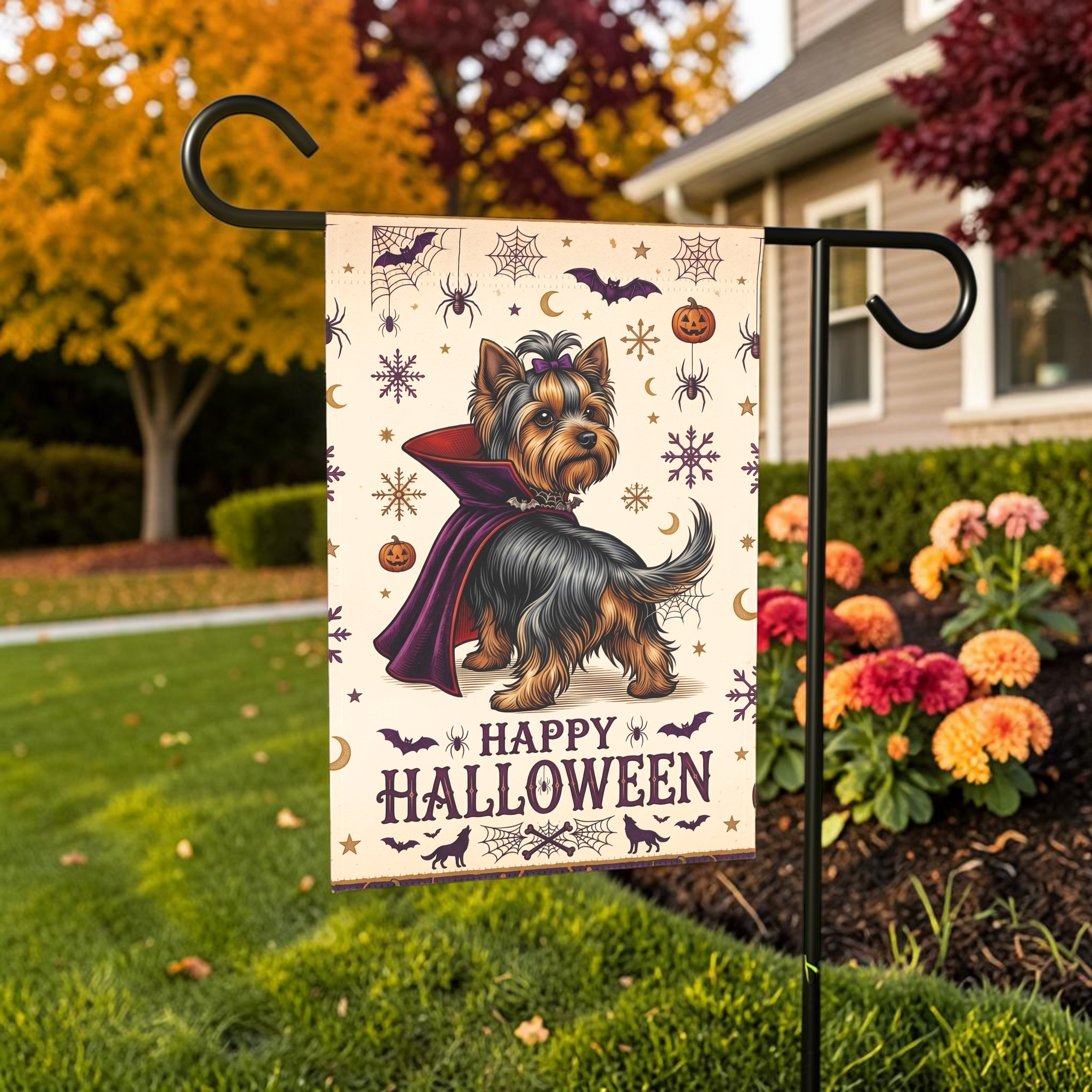 Happy Halloween Vampire Yorkshire Terrier Garden Flag
