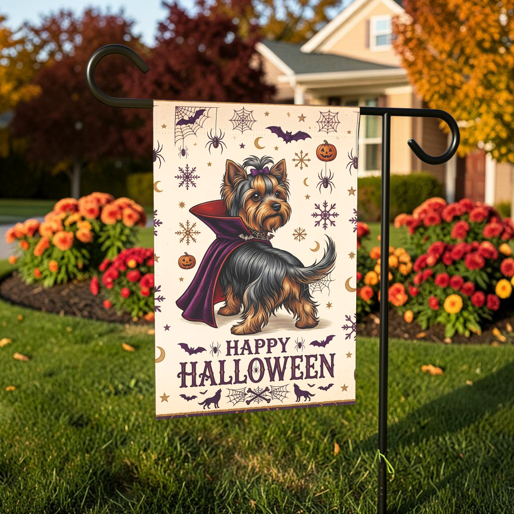 Happy Halloween Vampire Yorkshire Terrier Garden Flag