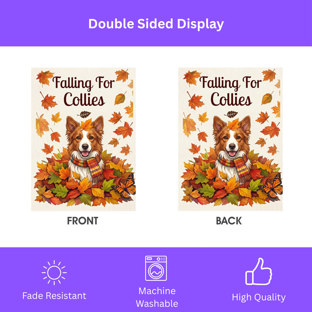 Falling For Collies Red And White Border Collie Garden Flag