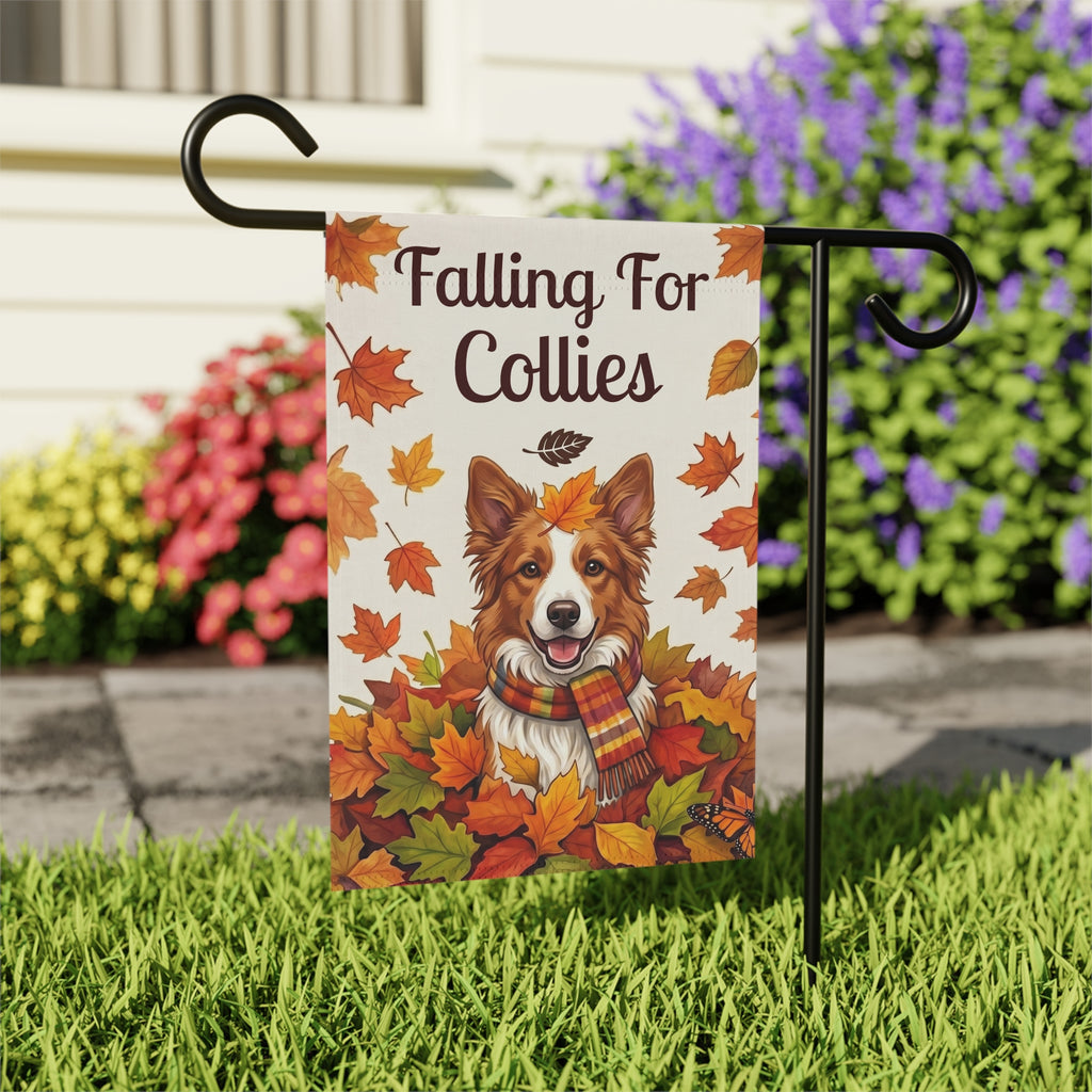 Falling For Collies Red And White Border Collie Garden Flag
