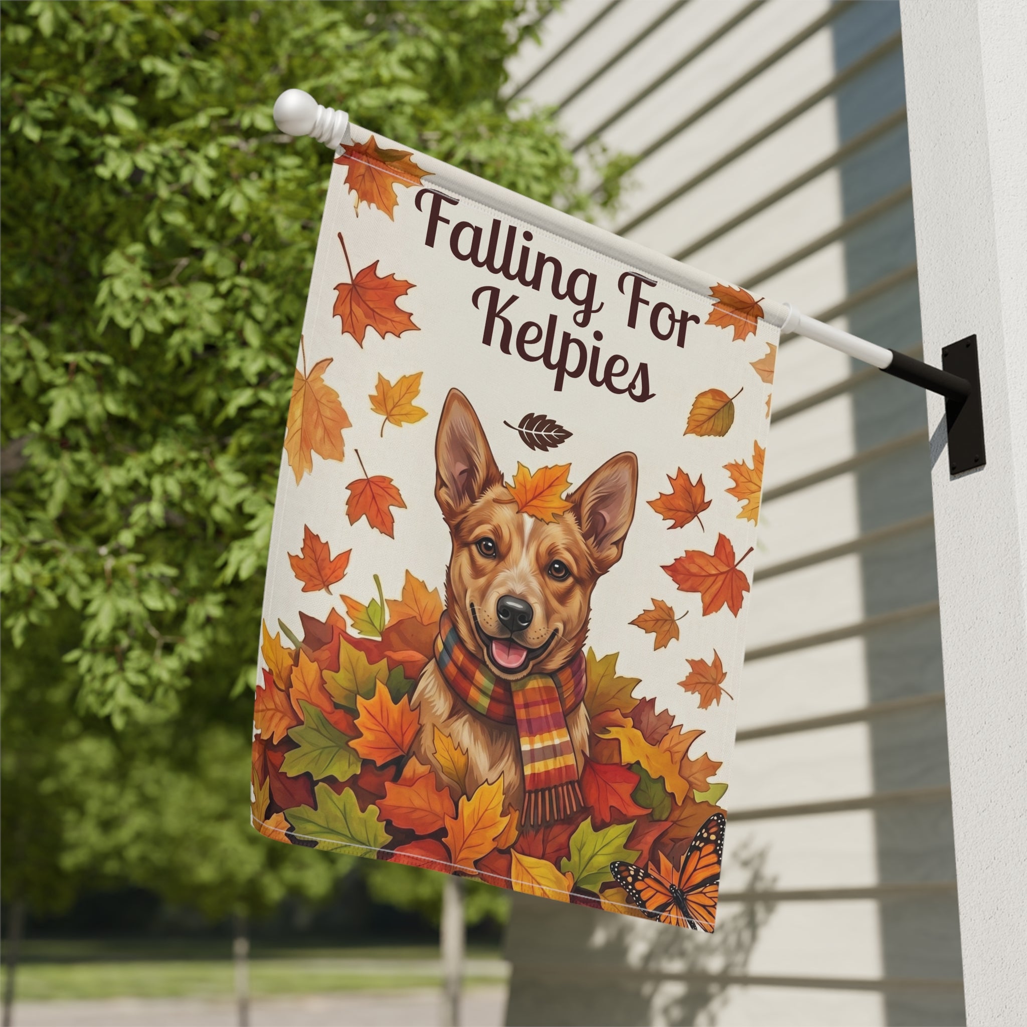 Falling For Australian Kelpies Autumn Garden Flag