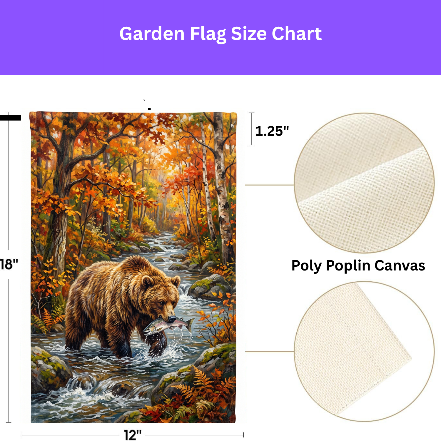Autumn Day Bear Fishing Garden Flag