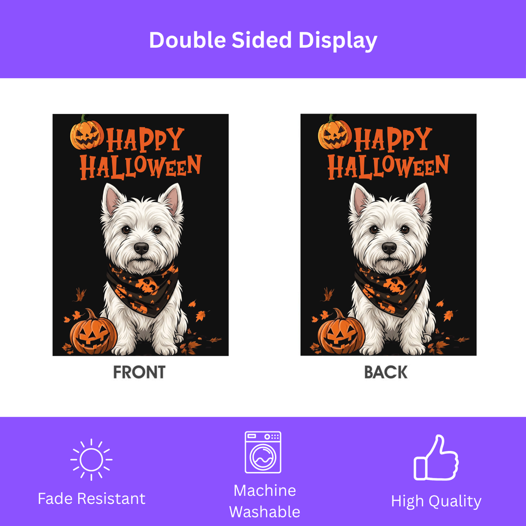 Little Pumpkin And Westie Happy Halloween Garden Flag