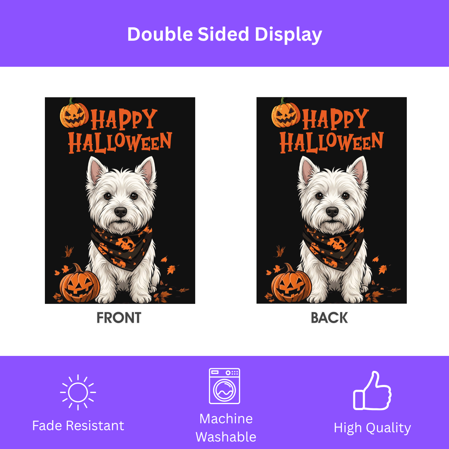 Little Pumpkin And Westie Happy Halloween Garden Flag