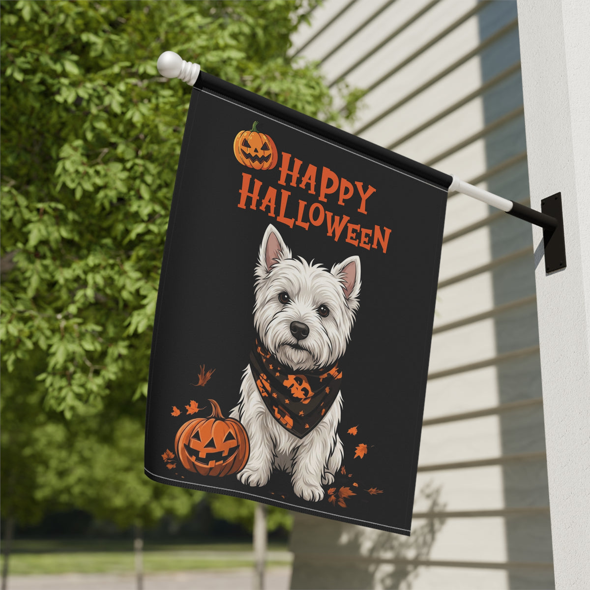Little Pumpkin And Westie Happy Halloween Garden Flag