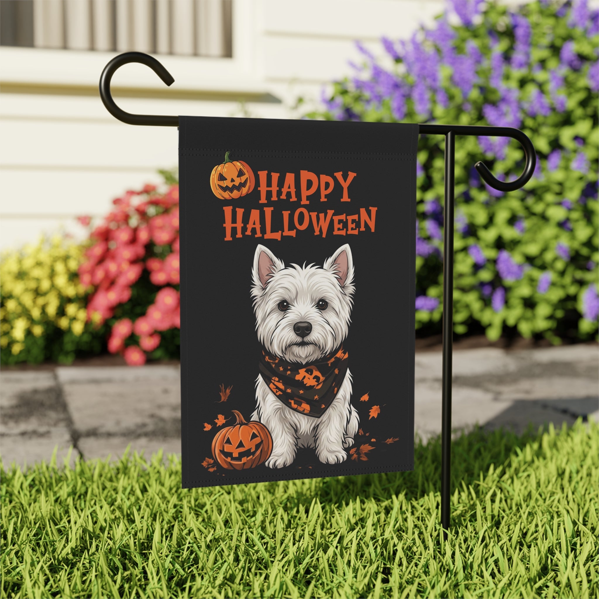 Little Pumpkin And Westie Happy Halloween Garden Flag