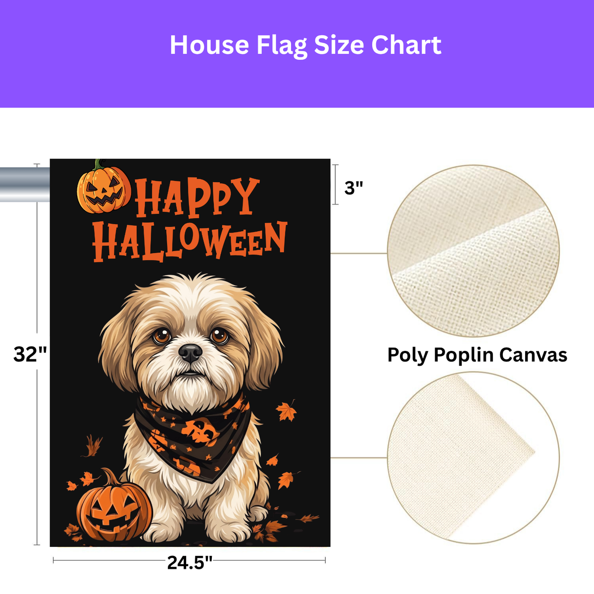 Little Pumpkin And Shih Tzu Happy Halloween Garden Flag
