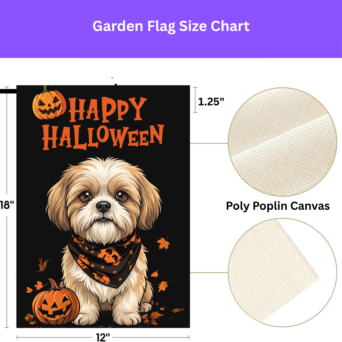 Little Pumpkin And Shih Tzu Happy Halloween Garden Flag