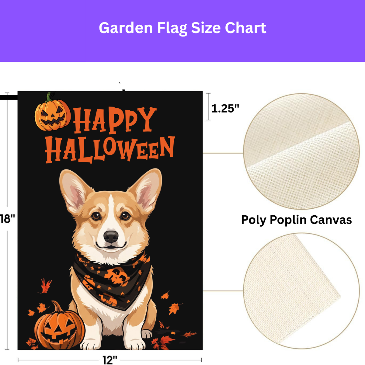 Little Pumpkin and Corgi Happy Halloween Garden Flag