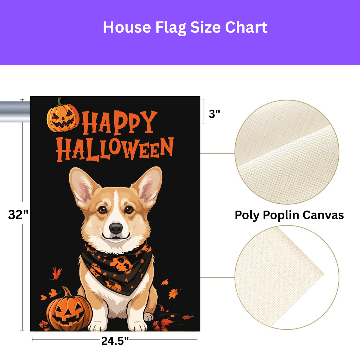 Little Pumpkin and Corgi Happy Halloween Garden Flag