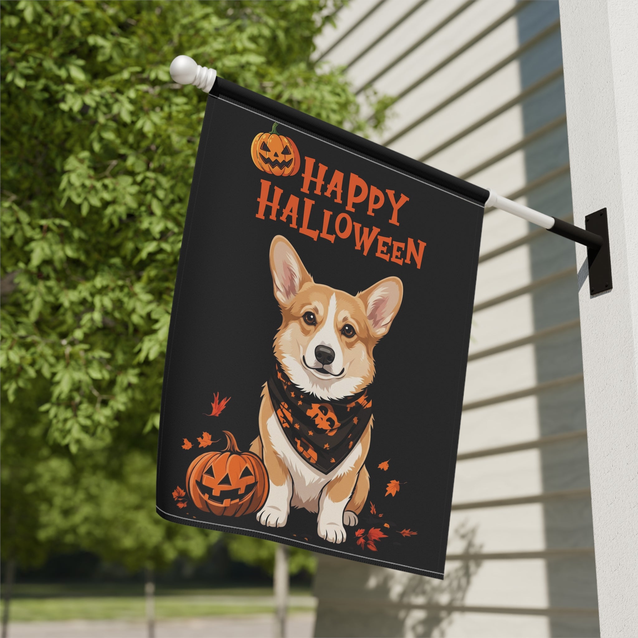 Little Pumpkin and Corgi Happy Halloween Garden Flag