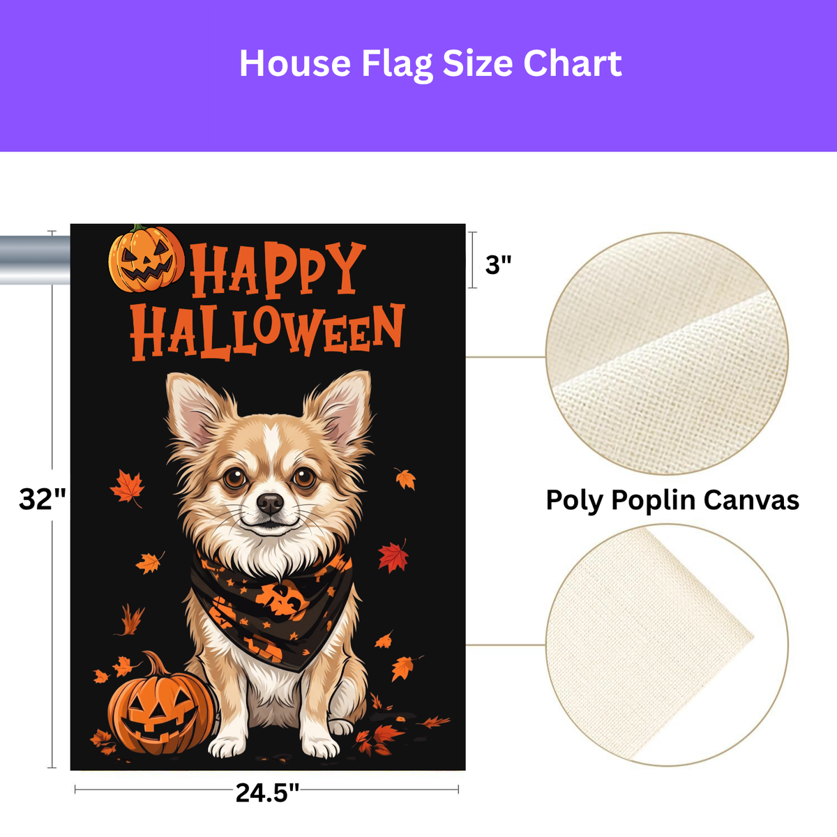 Little Pumpkin And Long Hair Chihuahua Happy Halloween Garden Flag
