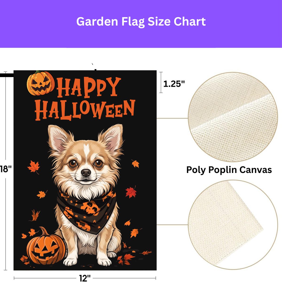Little Pumpkin And Long Hair Chihuahua Happy Halloween Garden Flag