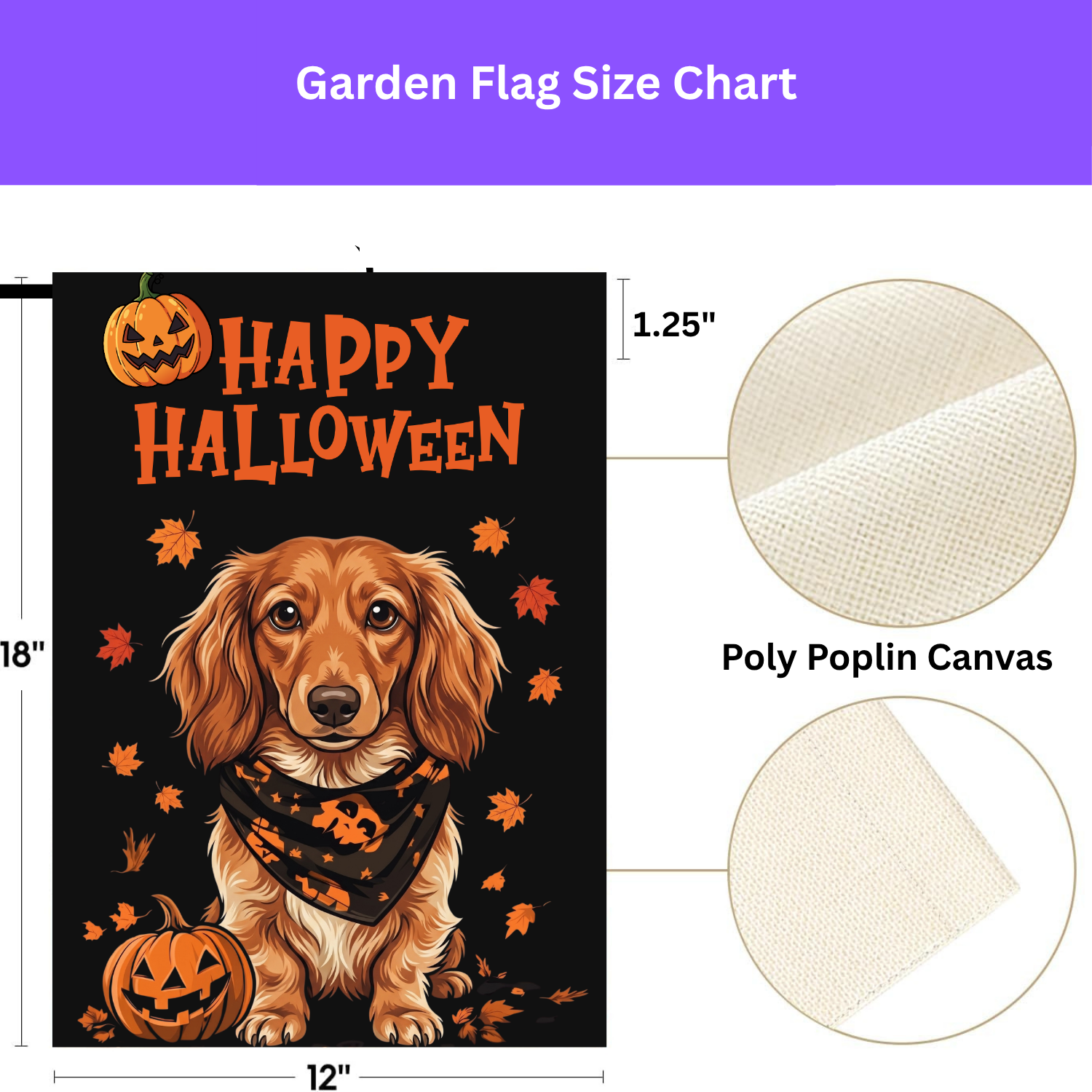 Little Pumpkin And Long Hair Dachshund Happy Halloween Garden Flag