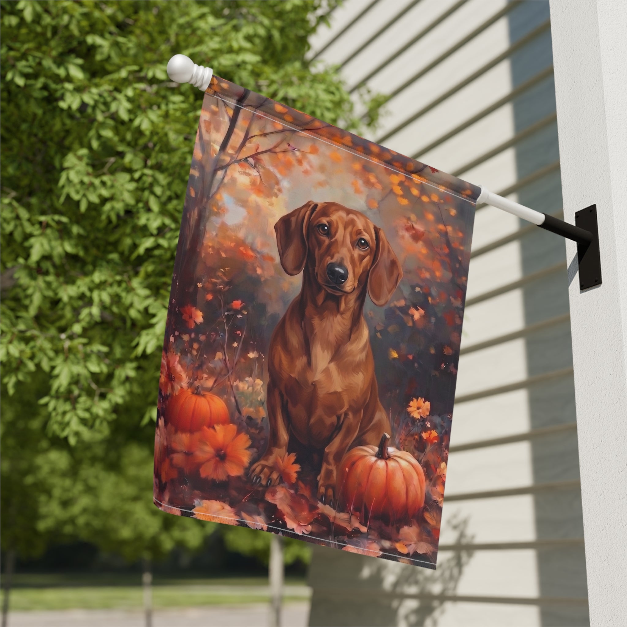 Fall Short Hair Dachshund Autumn Garden Flag