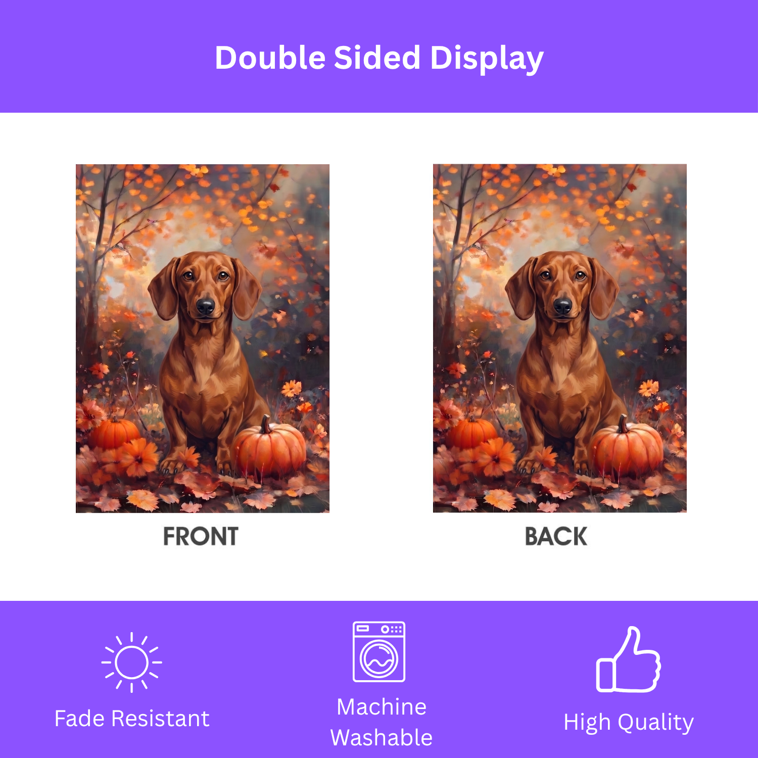 Fall Short Hair Dachshund Autumn Garden Flag