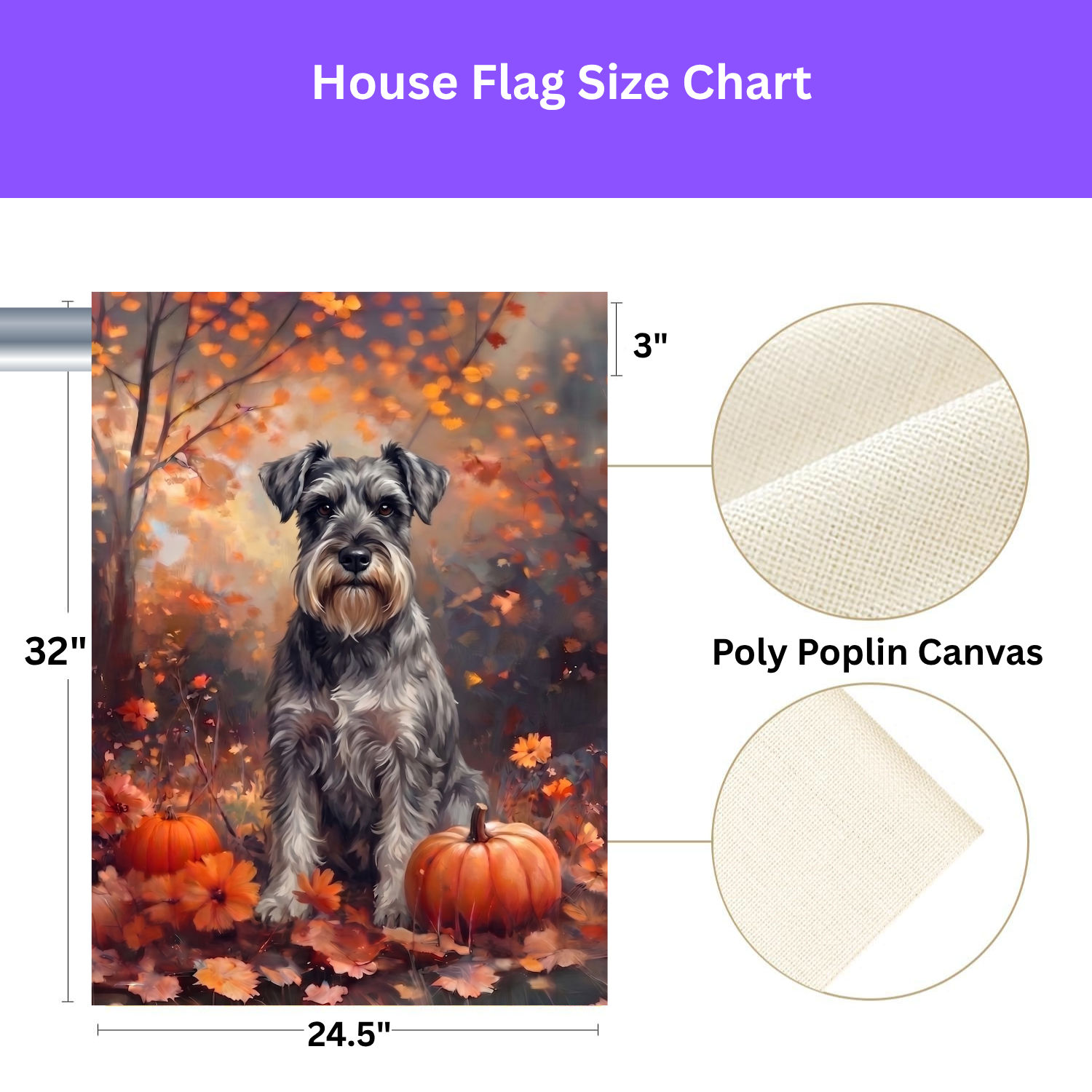 Fall Schnauzer with Pumpkins Autumn Garden Flag