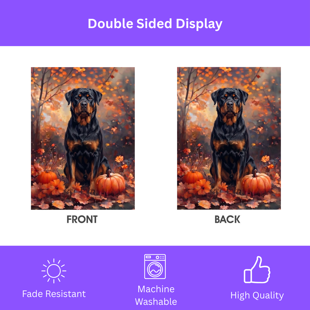 Fall Rottweiler With Pumpkins Autumn Garden Flag