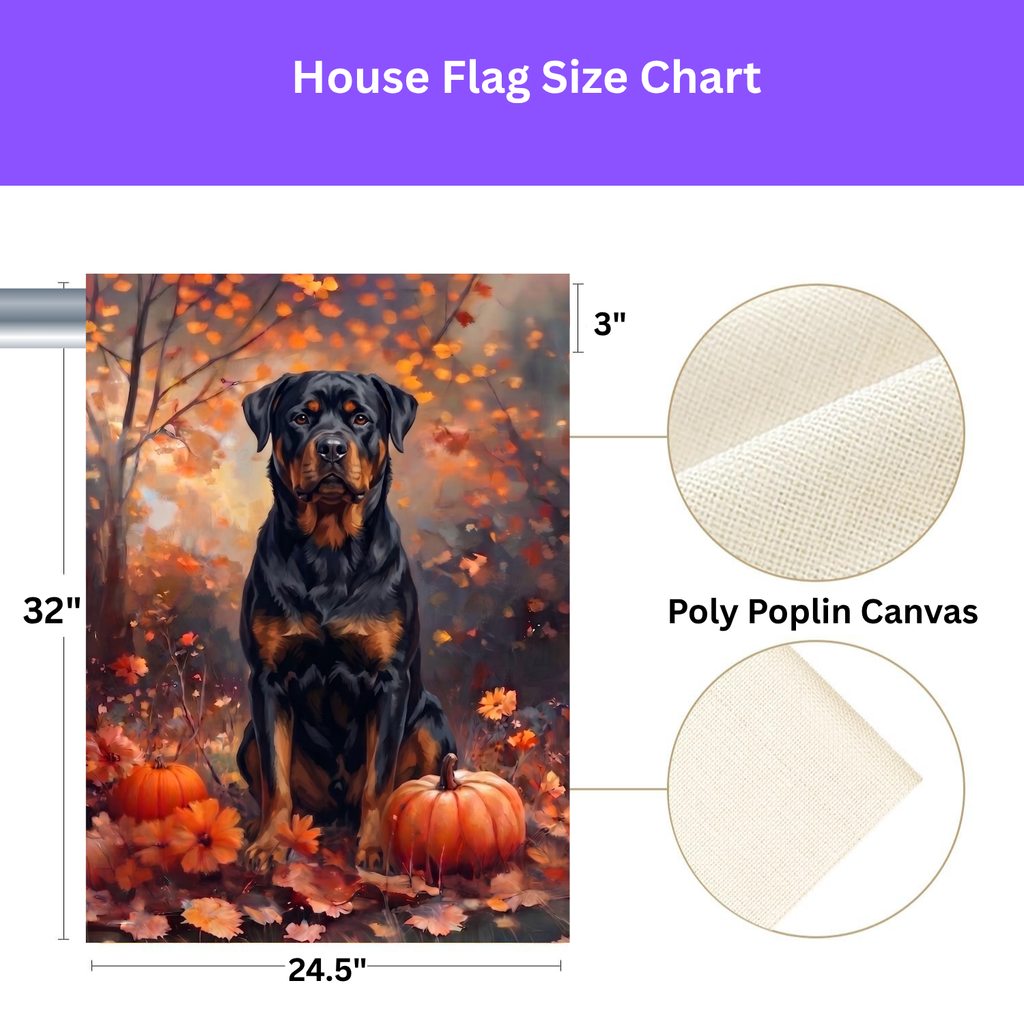 Fall Rottweiler With Pumpkins Autumn Garden Flag