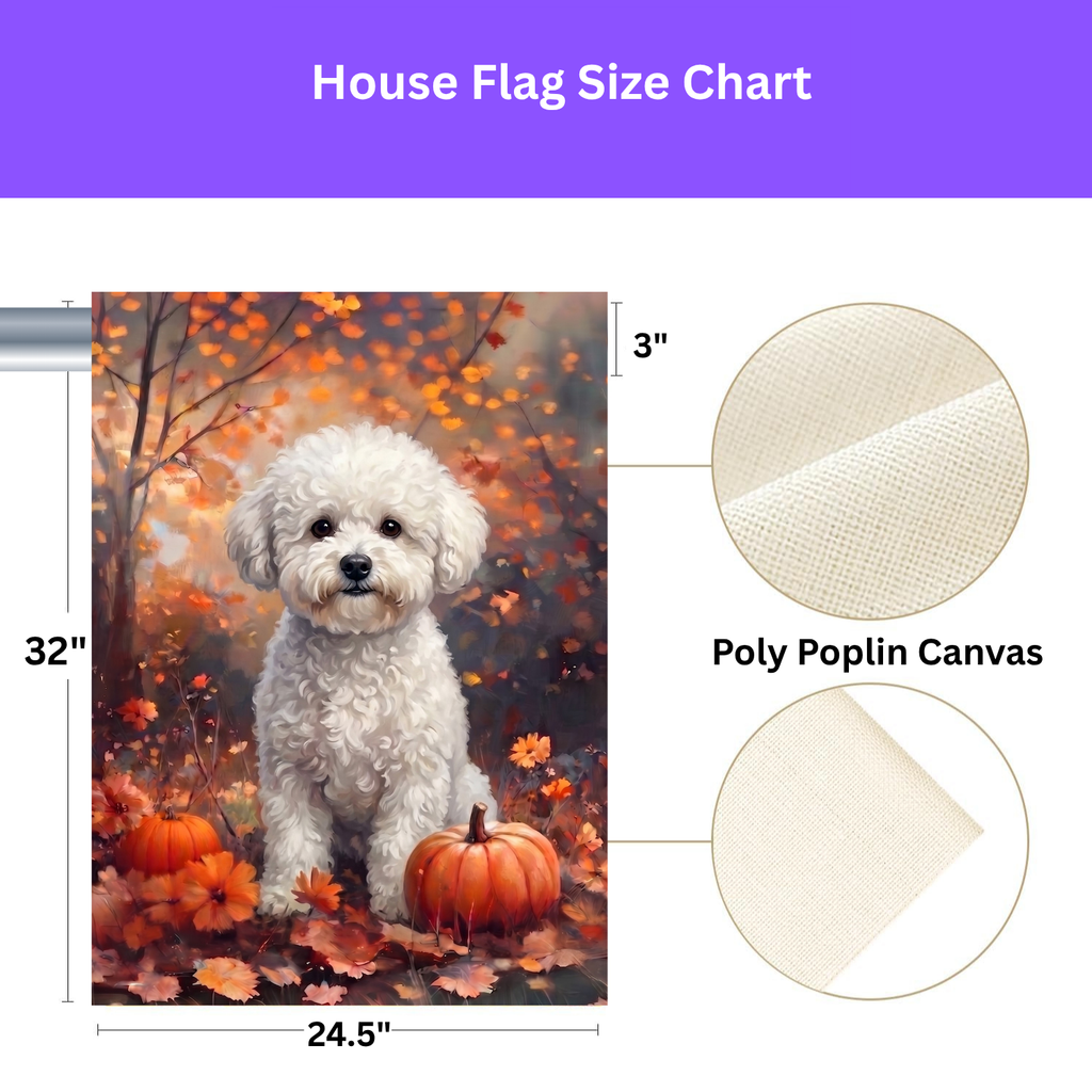 Fall Bichon Frise with Pumpkins Autumn Garden Flag