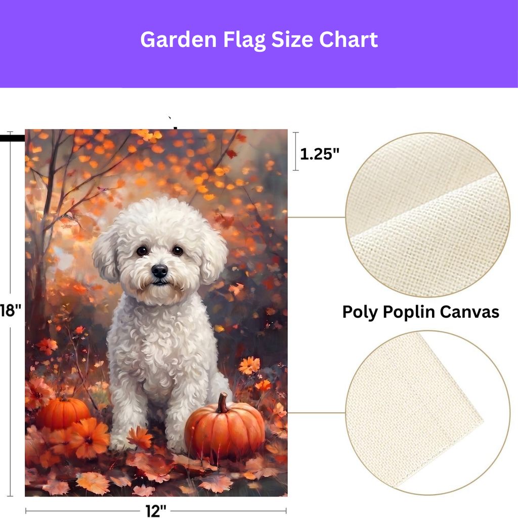 Fall Bichon Frise with Pumpkins Autumn Garden Flag