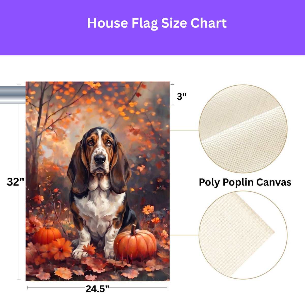 Fall Basset Hound With Pumpkins Autumn Garden Flag
