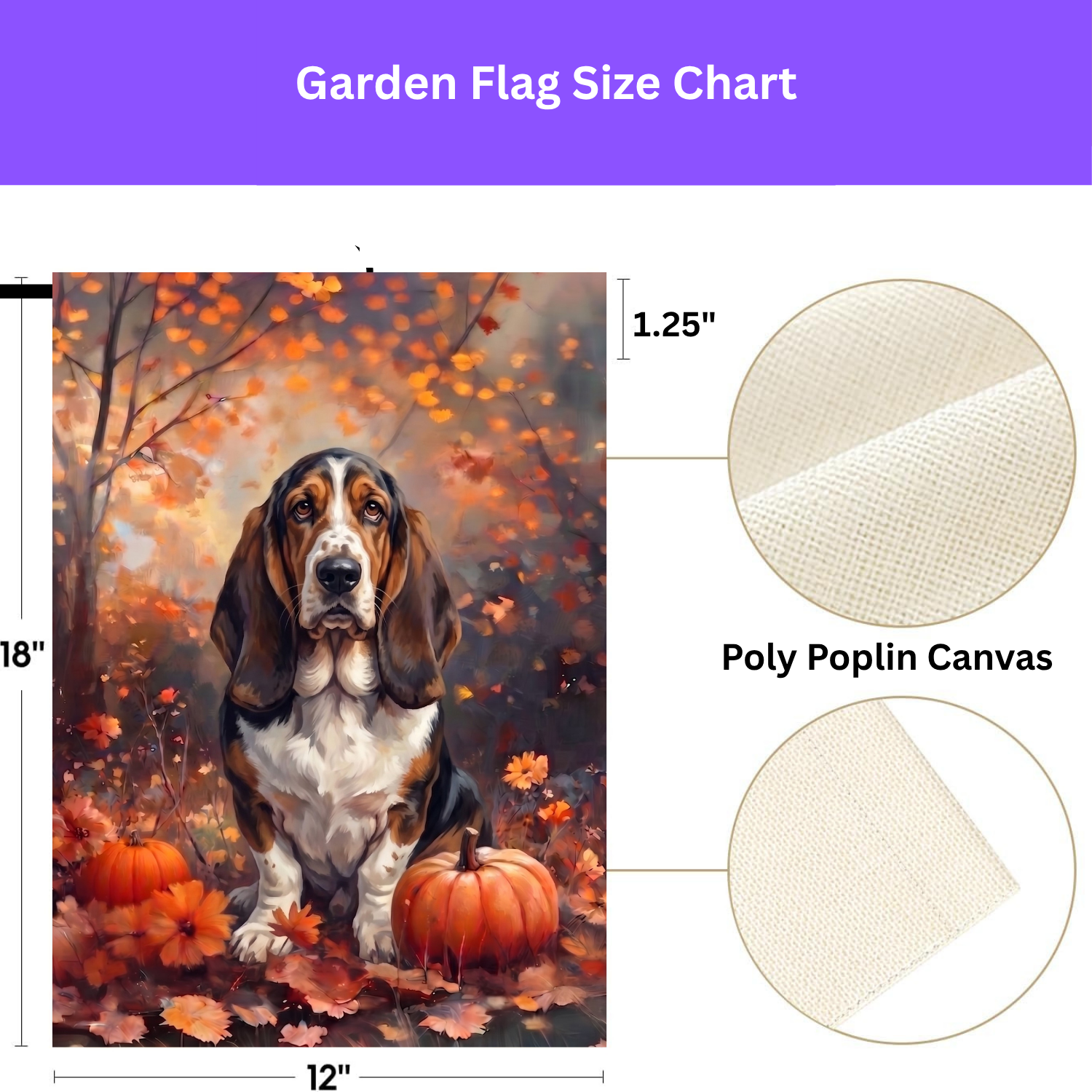 Fall Basset Hound With Pumpkins Autumn Garden Flag