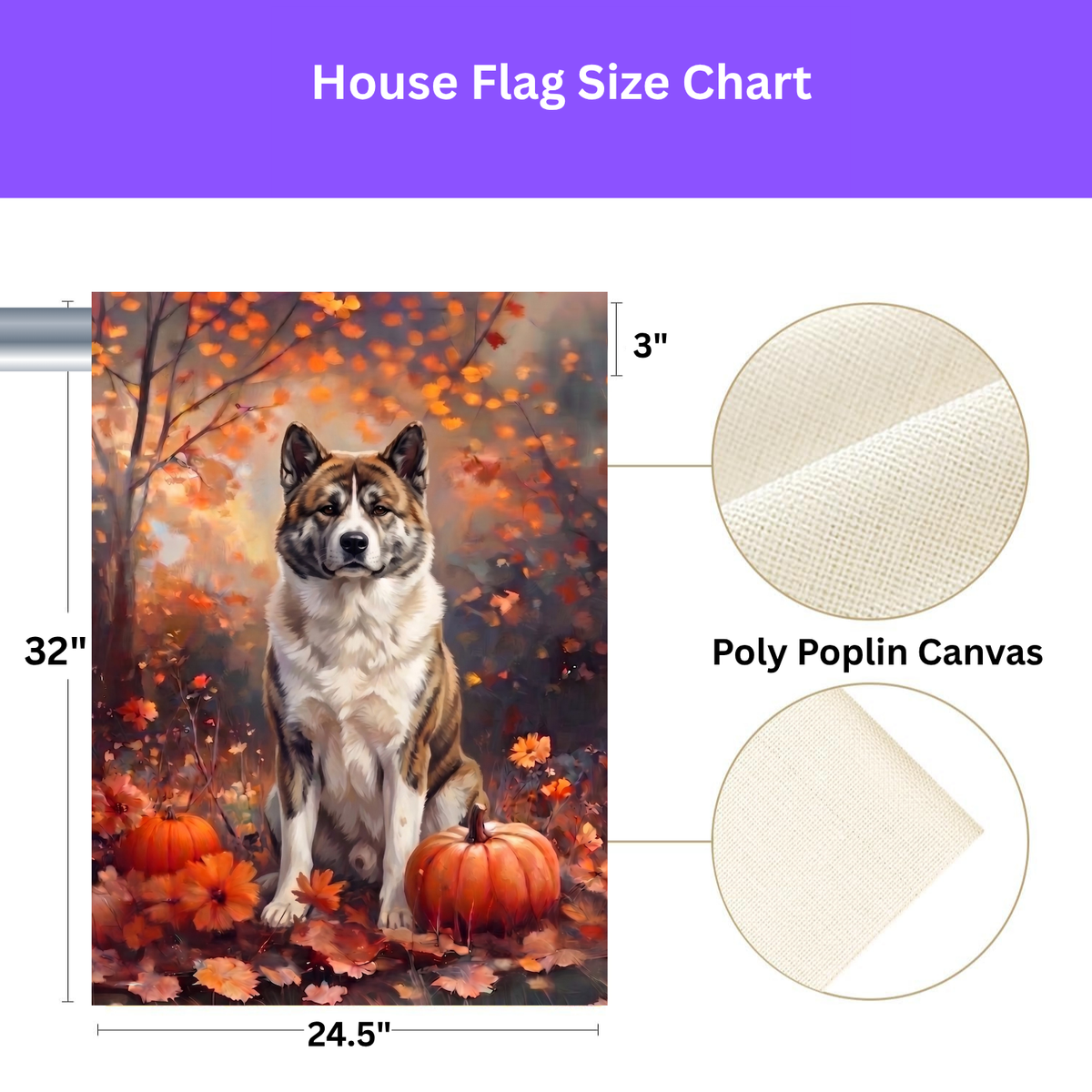 Fall Akita With Pumpkins Autumn Garden Flag