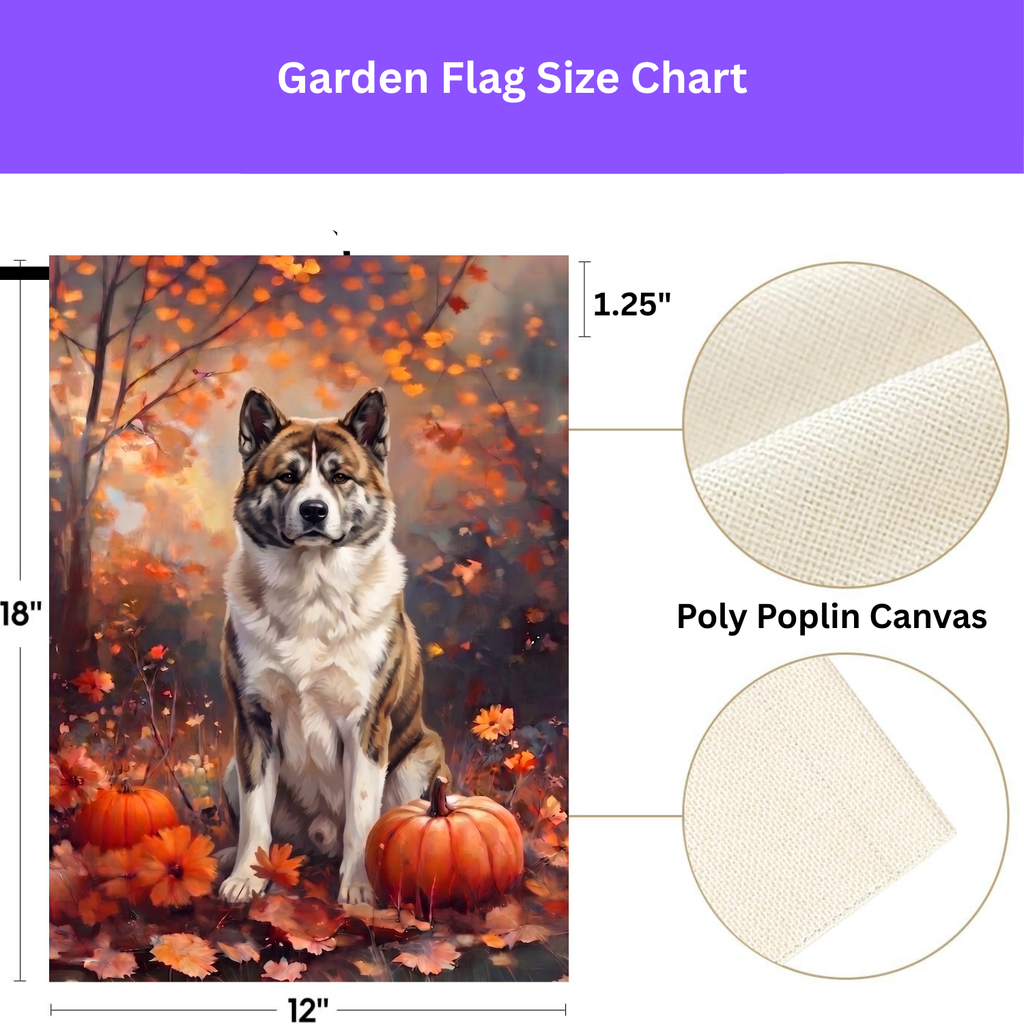 Fall Akita With Pumpkins Autumn Garden Flag