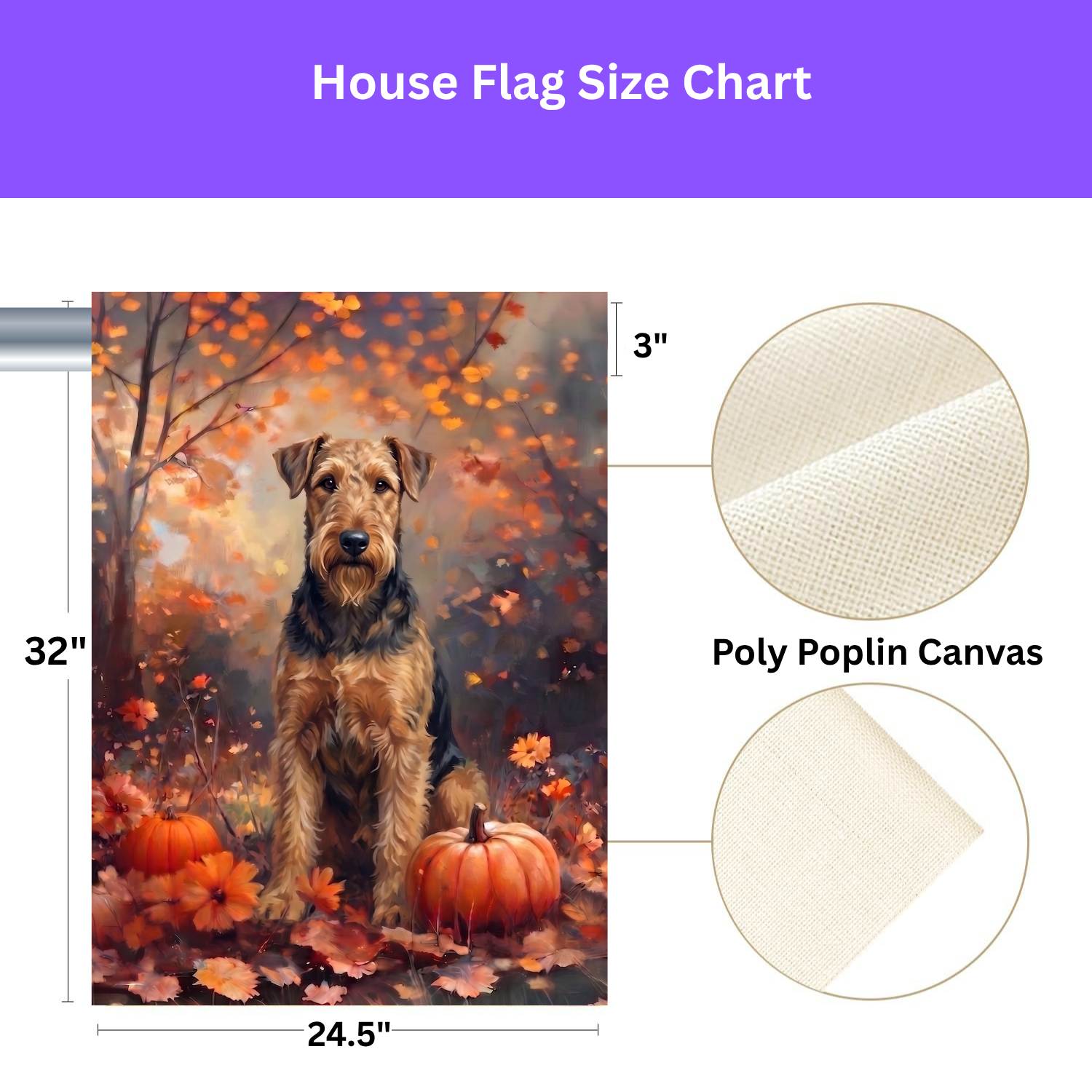 Fall Airedale Terrier with Pumpkins Garden Flag