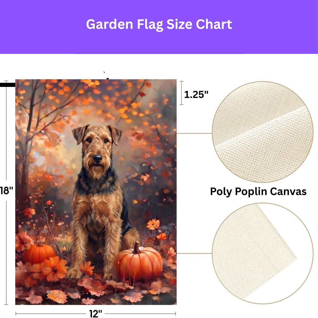Fall Airedale Terrier with Pumpkins Garden Flag