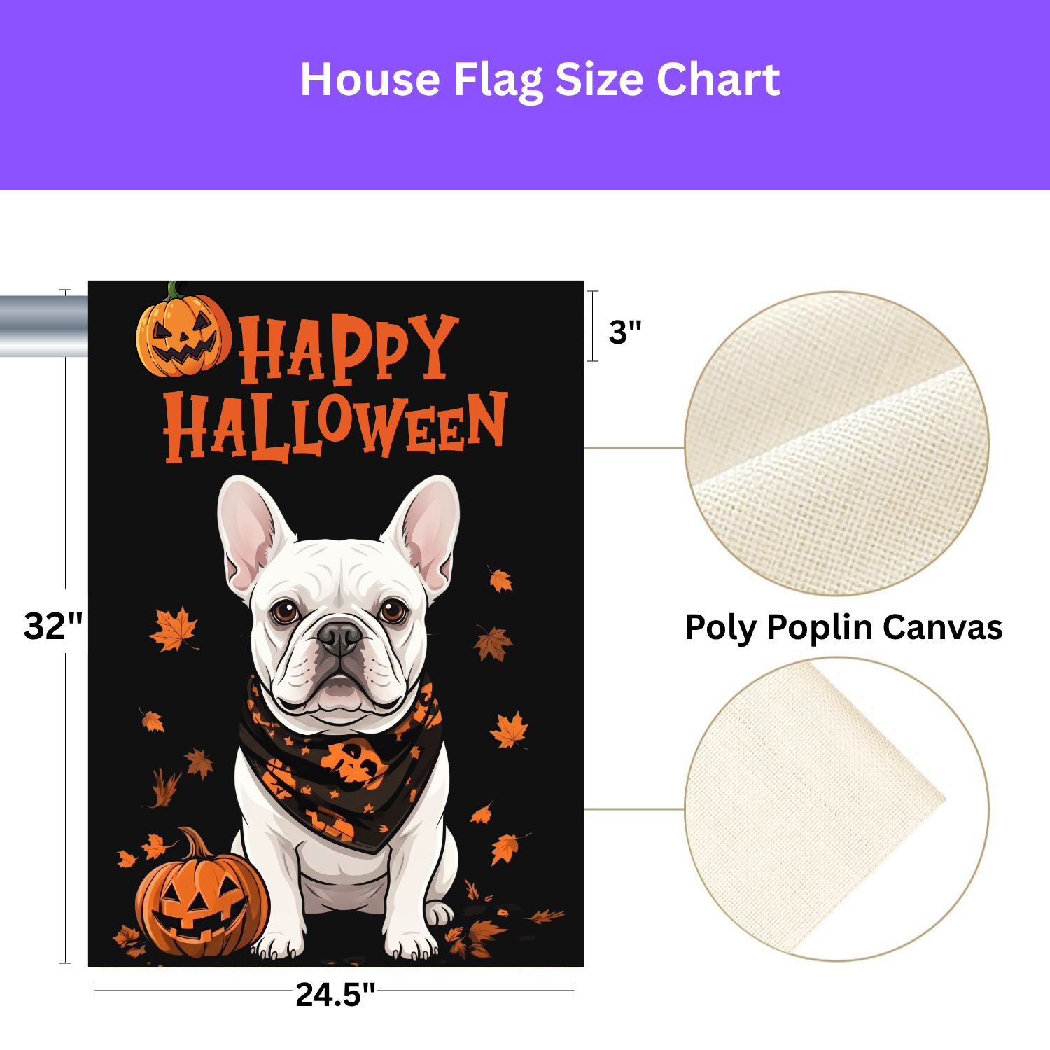 Little Pumpkin and White French Bulldog Happy Halloween Garden Flag