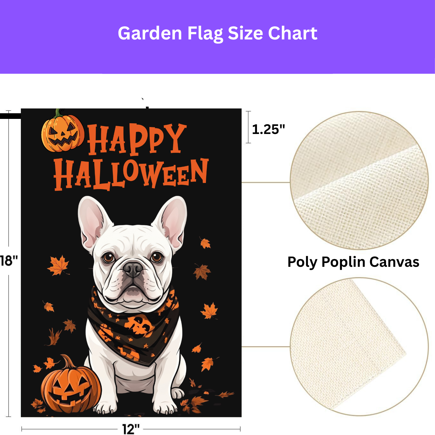 Little Pumpkin and White French Bulldog Happy Halloween Garden Flag