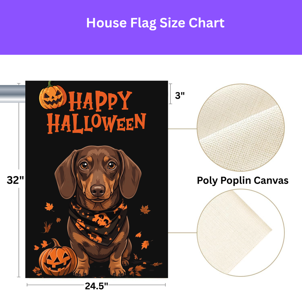 Little Pumpkin and Short Hair Dachshund Happy Halloween Garden Flag