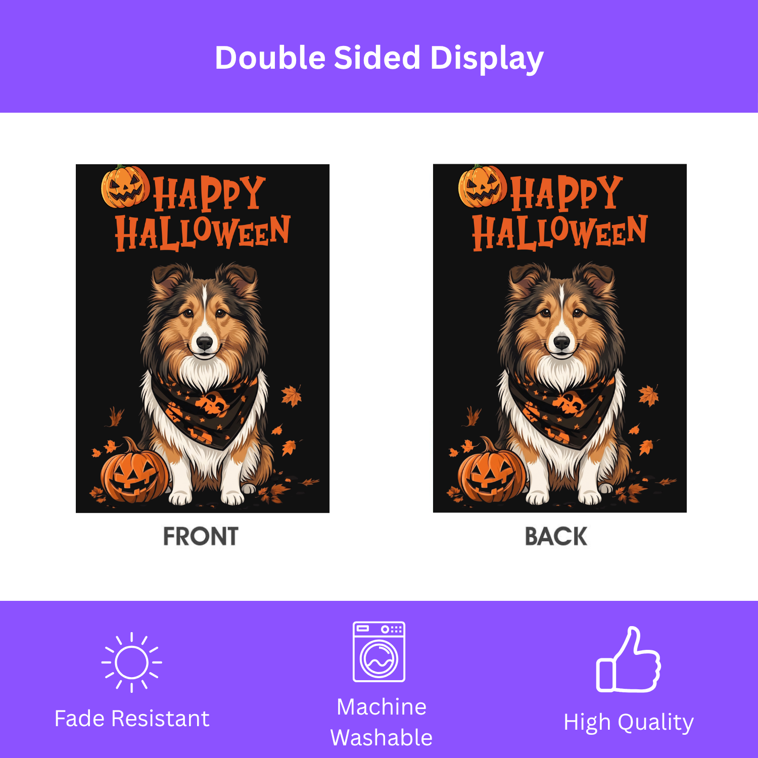 Little Pumpkin and Sheltie Happy Halloween Garden Flag